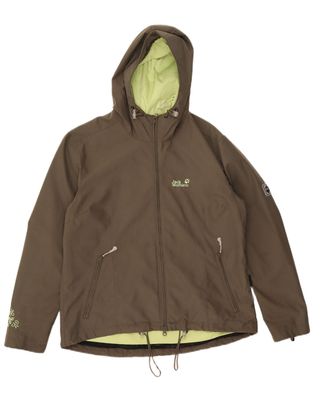 Женская дождевик с капюшоном Jack Wolfskin UK 14/16, большой полиэстер цвета хаки