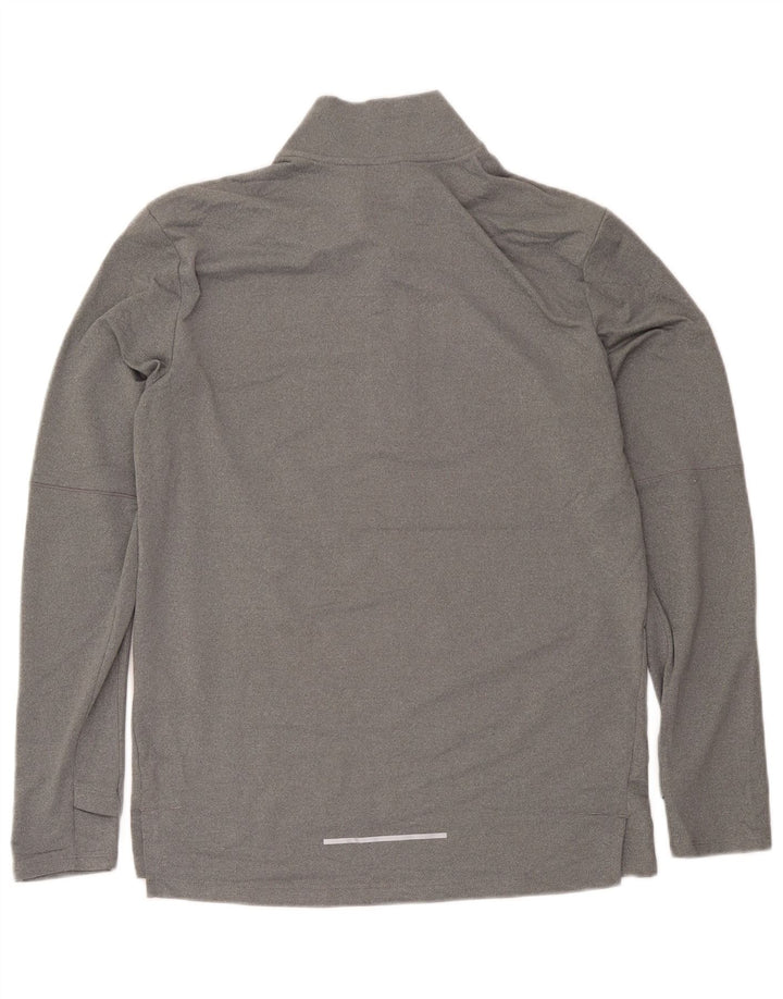Мужской топ Nike Dri Fit с воротником на молнии и длинными рукавами, средний серый полиэстер