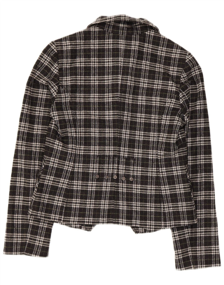 Женский пиджак на двух пуговицах Roccobarocco IT 44, хлопковый средний черный в клетку