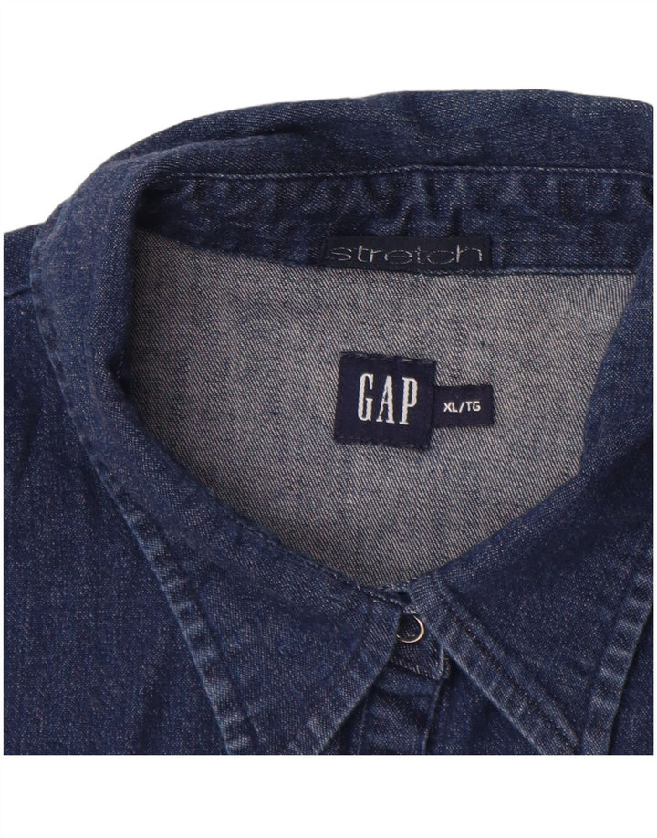 Женская джинсовая рубашка GAP стрейч с рукавом 3/4 UK 18 XL темно-синяя хлопковая