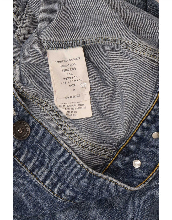 Женская джинсовая куртка Tommy Hilfiger UK 12, хлопок среднего синего цвета