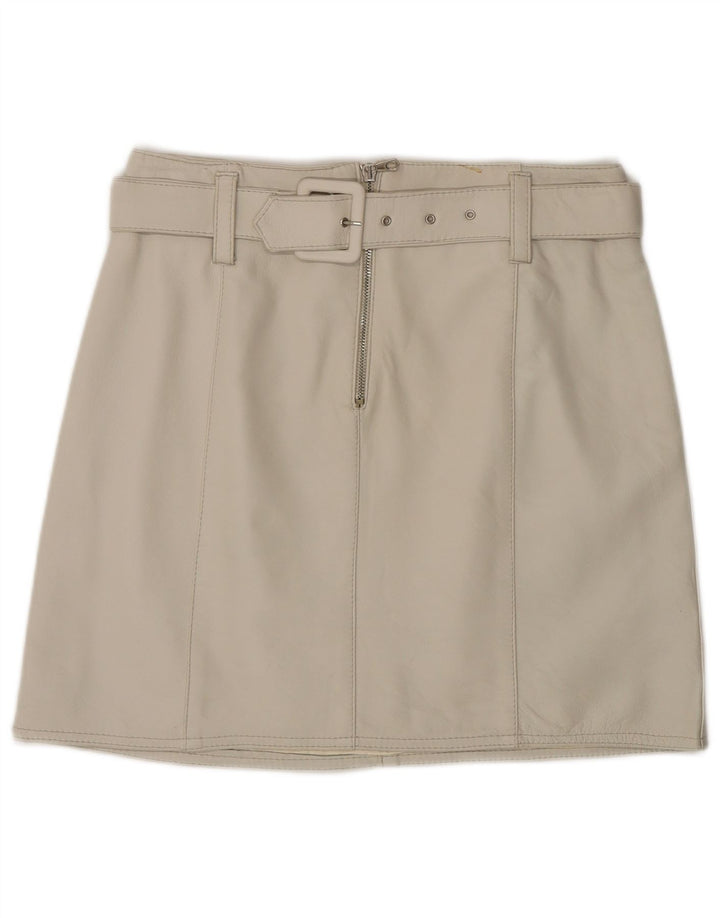 Юбка женская кожаная VINTAGE IT 44 Medium W28 Серая кожа