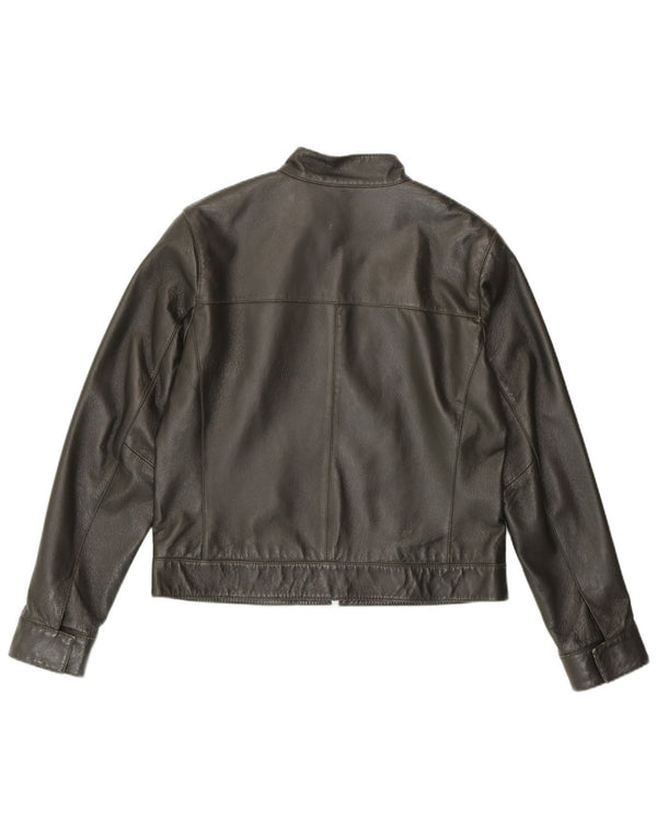 HELLINE Женская кожаная куртка UK 14 Средне-зеленая кожа