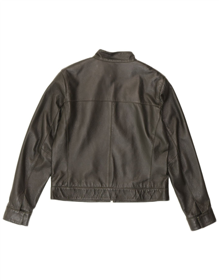 HELLINE Женская кожаная куртка UK 14 Средне-зеленая кожа