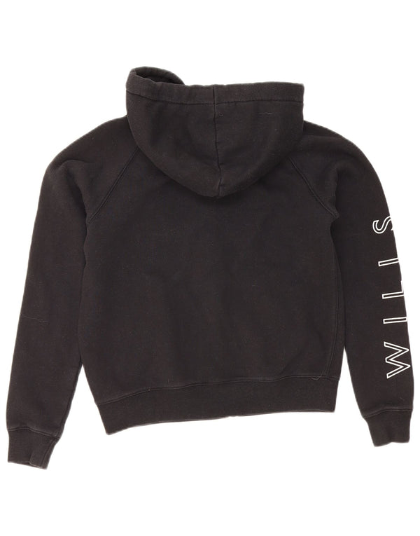 Женский свитер с капюшоном и молнией с графическим рисунком Jack Wills, Великобритания, 8, маленький, черный, хлопковый