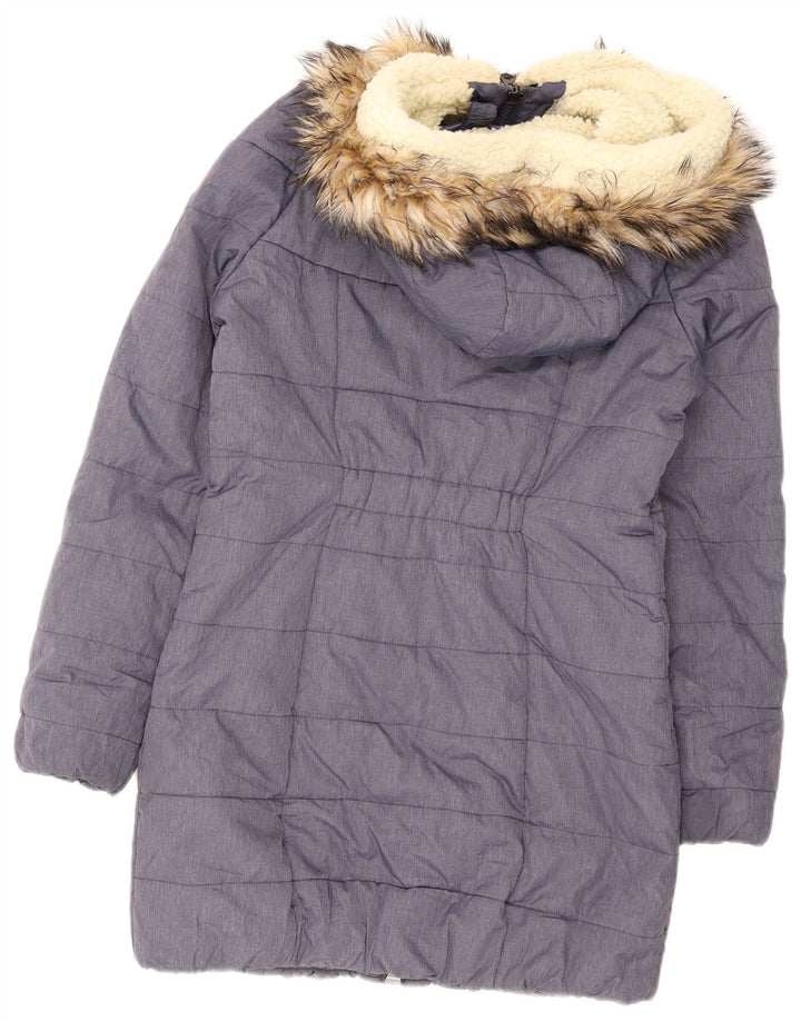 Женская утепленная куртка с капюшоном Superdry UK 14, средний синий нейлон