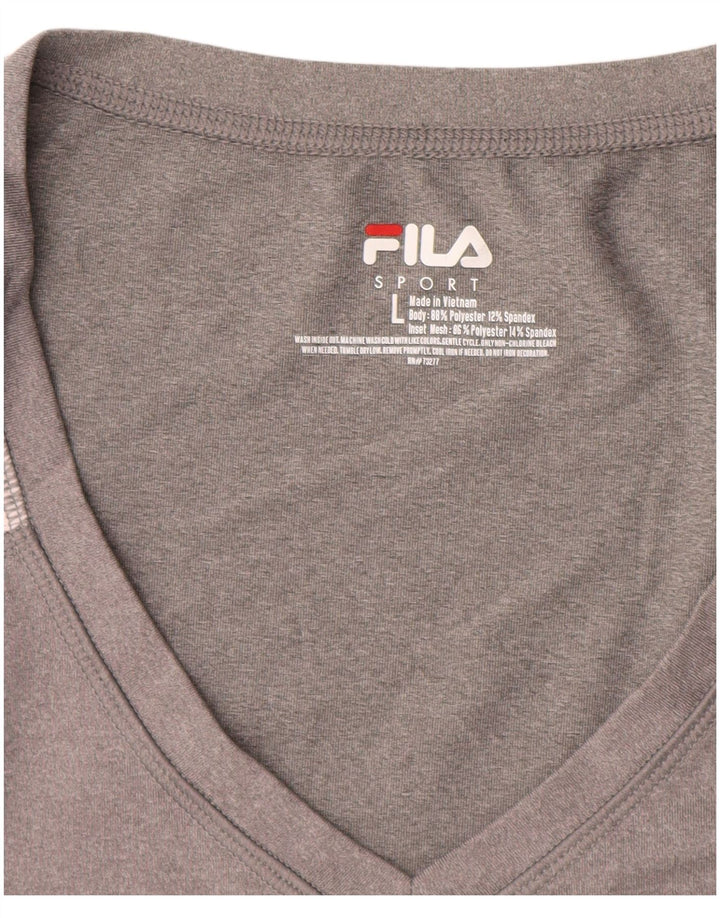Женская футболка FILA Top UK 14, большая серая, с цветными блоками