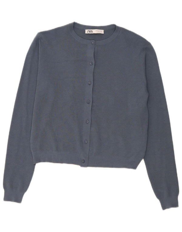 Женский укороченный кардиган Zara UK 10, маленький темно-синий из вискозы