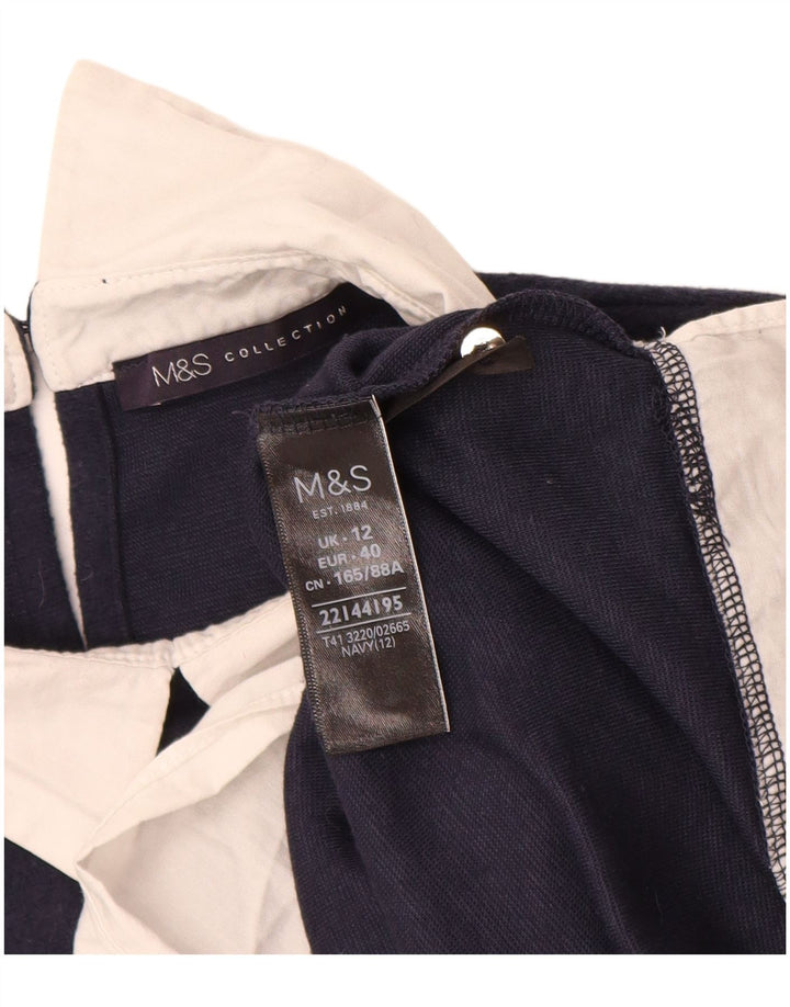Женский джемпер с воротником-поло Marks & Spencer UK 12, средний темно-синий