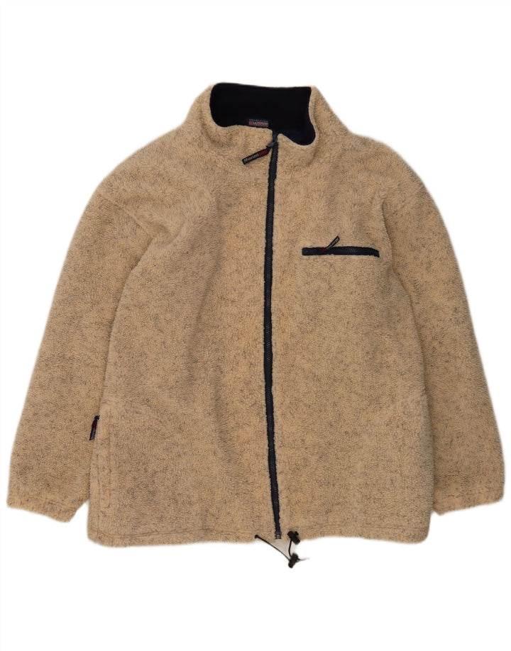 Винтажная мужская флисовая куртка UK 42 XL бежевого цвета с крапинками из полиэстера