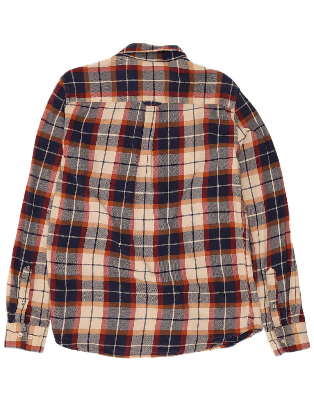Crew Clothing Мужская фланелевая рубашка среднего размера, темно-синяя клетка, хлопок