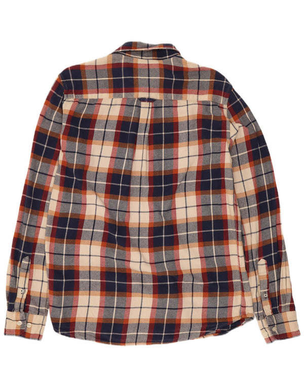 Crew Clothing Мужская фланелевая рубашка среднего размера, темно-синяя клетка, хлопок