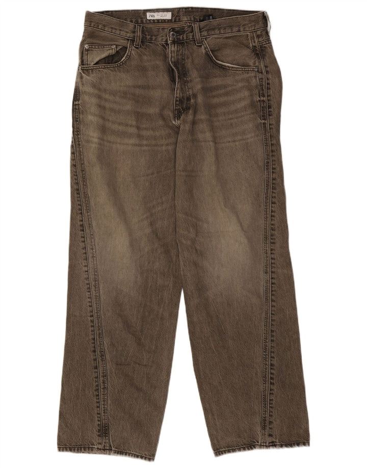 Женские свободные джинсы Zara EU 42, большие размеры W32 L32, серый хлопок