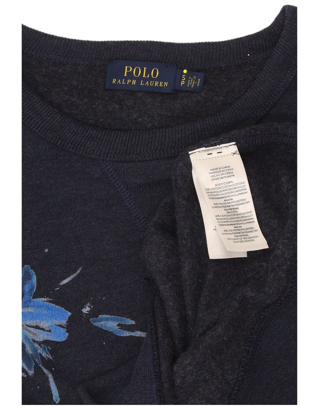 Женский свитер POLO RALPH LAUREN, размер UK 10, маленький, темно-синий с цветочным принтом