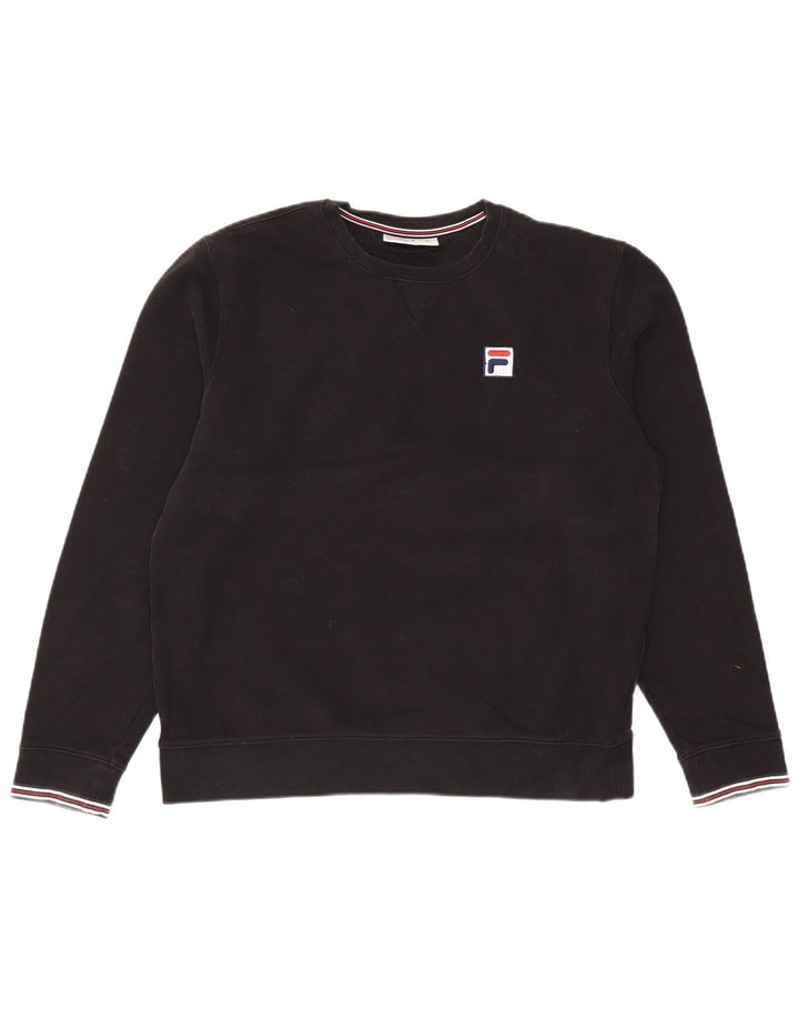 Мужской свитер Fila, джемпер среднего размера, черный, хлопок