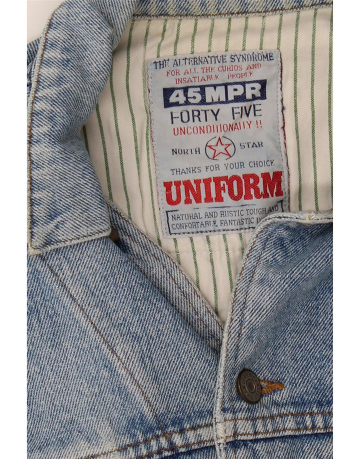 Женская укороченная джинсовая куртка с графическим рисунком UNIFORM UK 14, большая синяя