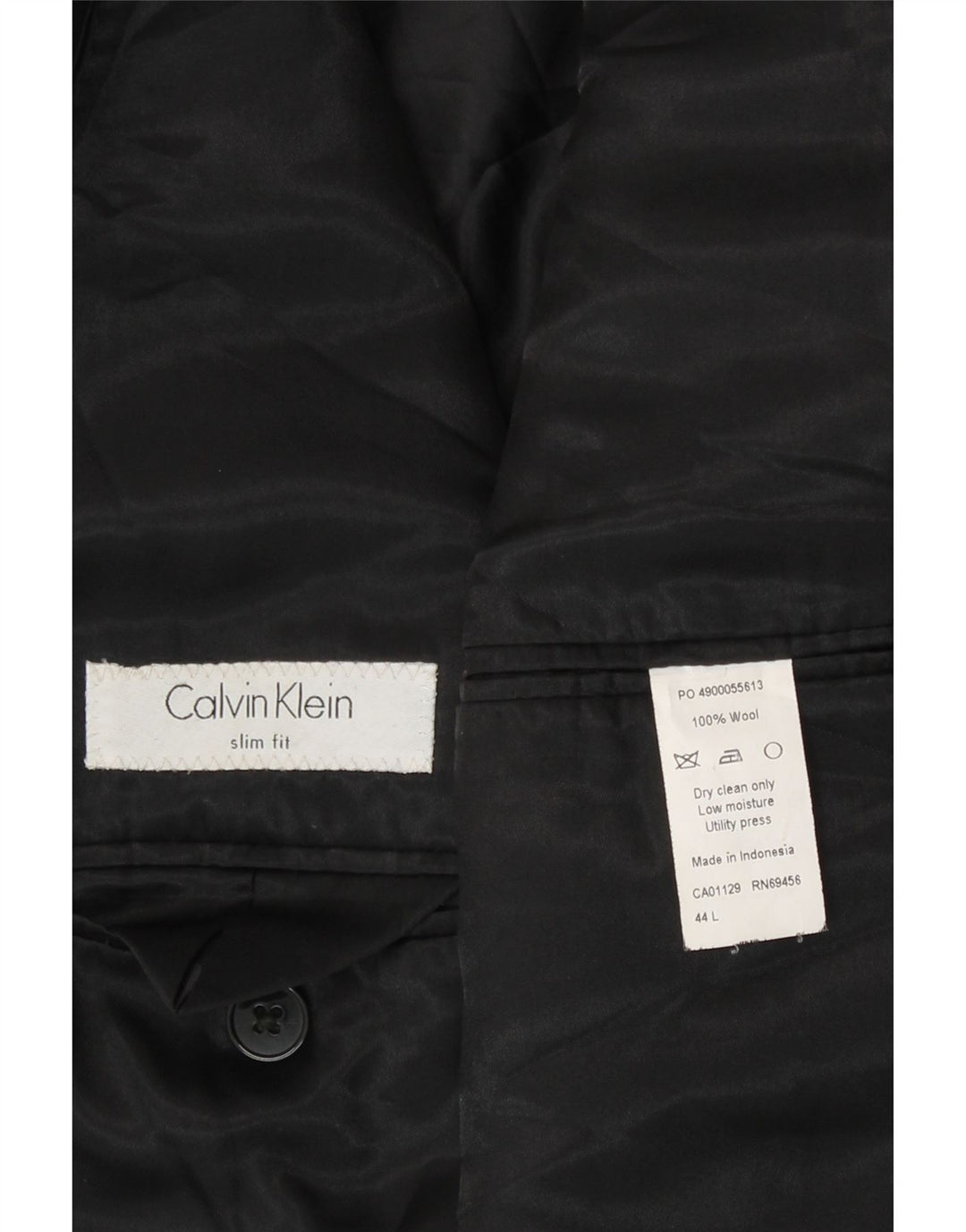 Мужской приталенный пиджак Calvin Klein с 2 пуговицами UK 44 2XL, черная шерсть