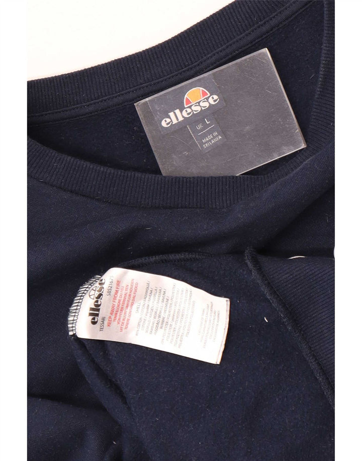 Ellesse Мужской свитшот с графическим рисунком, большой темно-синий хлопковый джемпер
