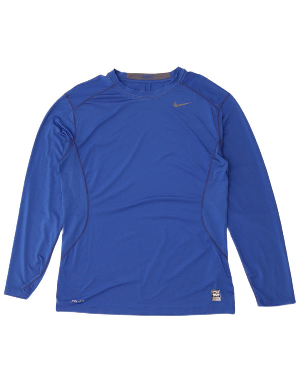 Мужской топ Nike Dri Fit с длинным рукавом, большой синий полиэстер
