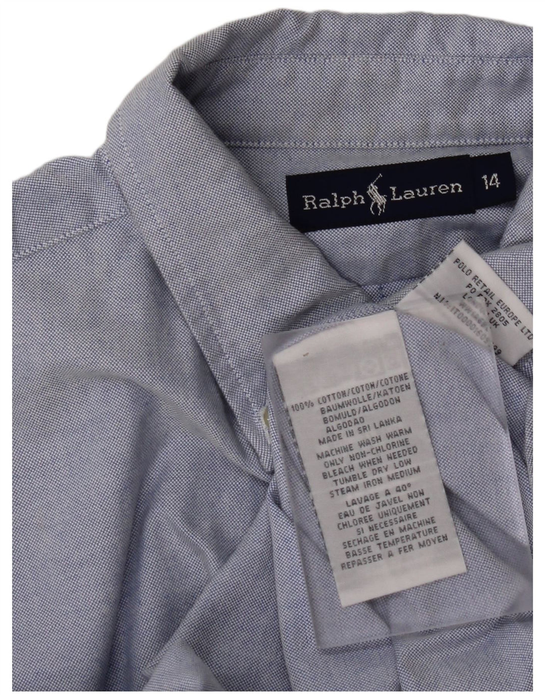 Рубашка для мальчика RALPH LAUREN 13-14 лет, синяя, хлопок