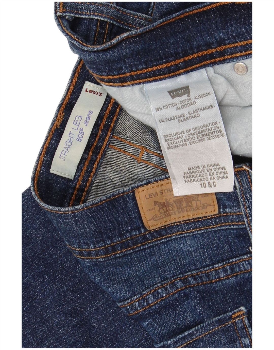 Женские прямые джинсы Levi's 505, США, 10, большие, W30, L29, синие, хлопок
