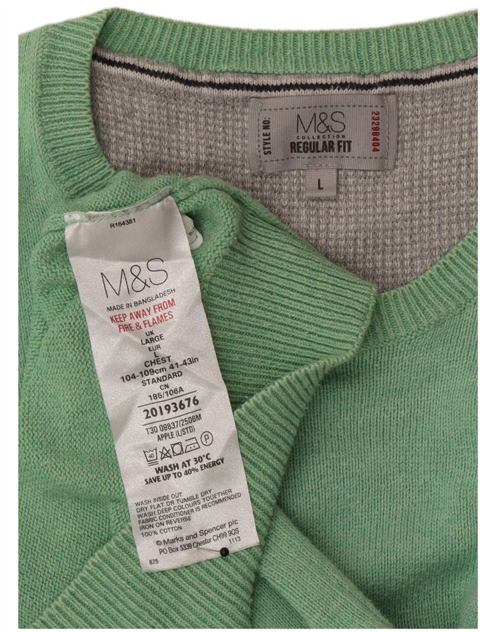 Мужской джемпер с круглым вырезом Marks & Spencer, большой зеленый