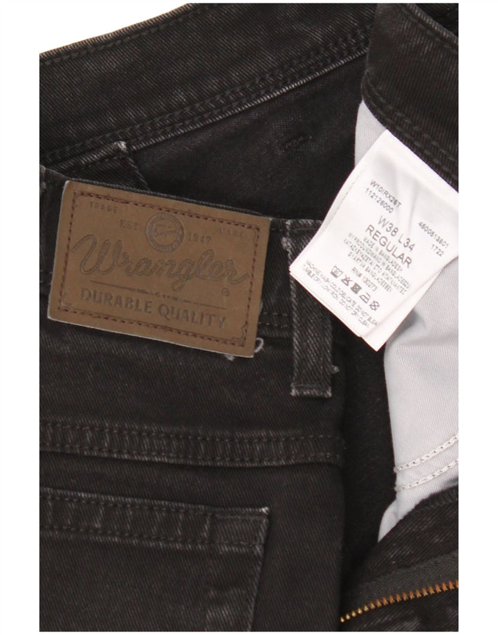 Мужские прямые джинсы Wrangler стандартного кроя W38 L34, черный хлопок
