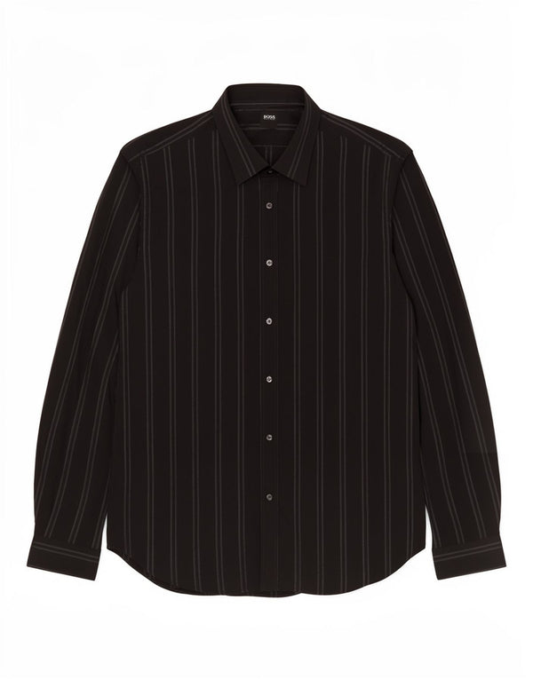 Мужская рубашка Hugo Boss, размер 43/44 XL, хлопок в черную полоску