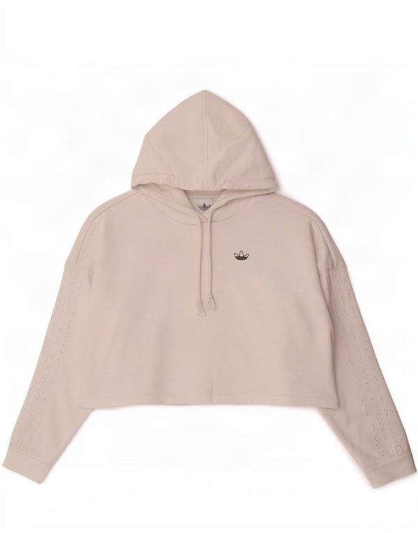 Женский укороченный джемпер с капюшоном Adidas Oversized UK 8, маленький белый