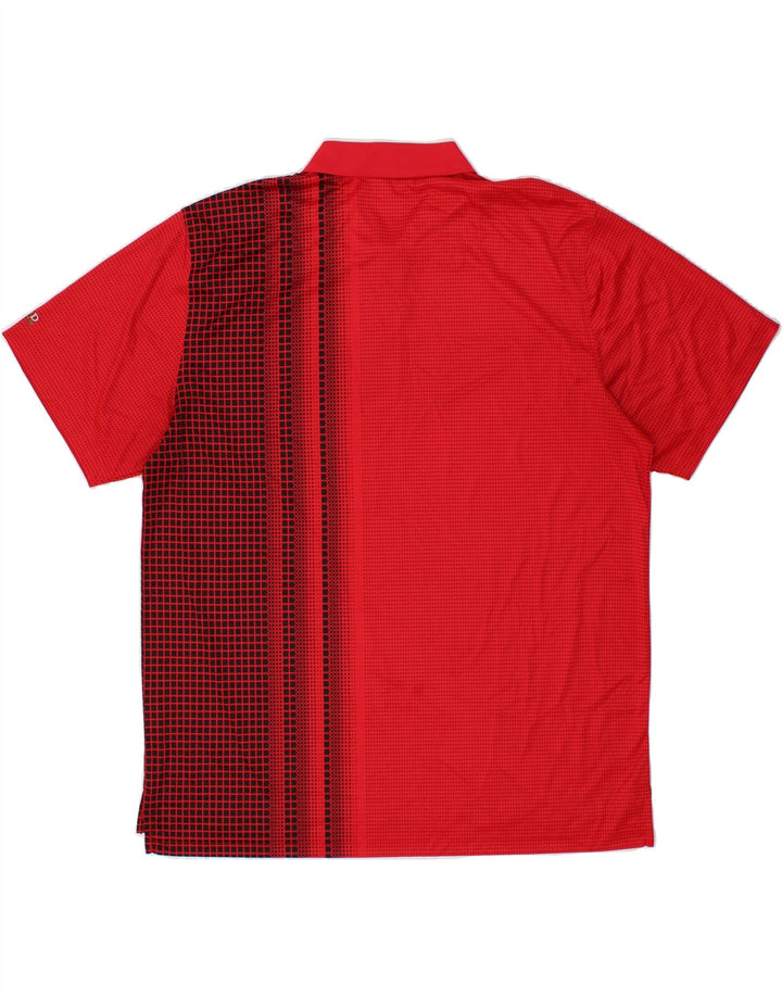 IZOD Mens Polo Shirt XL Red Geometric Polyester Vintage Izod and Second-Hand Izod from Messina Hembry 