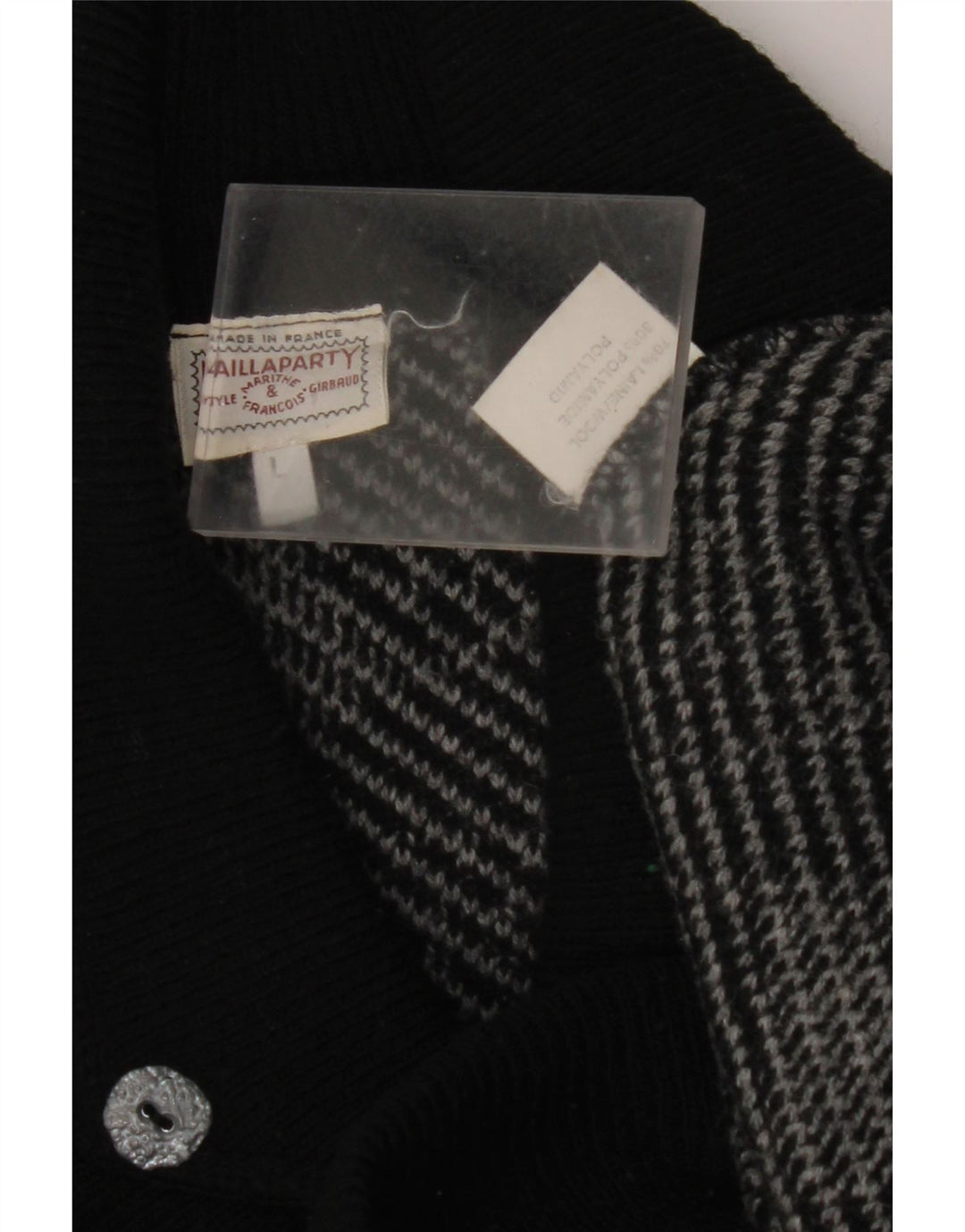 ВИНТАЖНЫЙ женский джемпер с отложным воротником, Великобритания, 16, большой серый с геометрическим узором