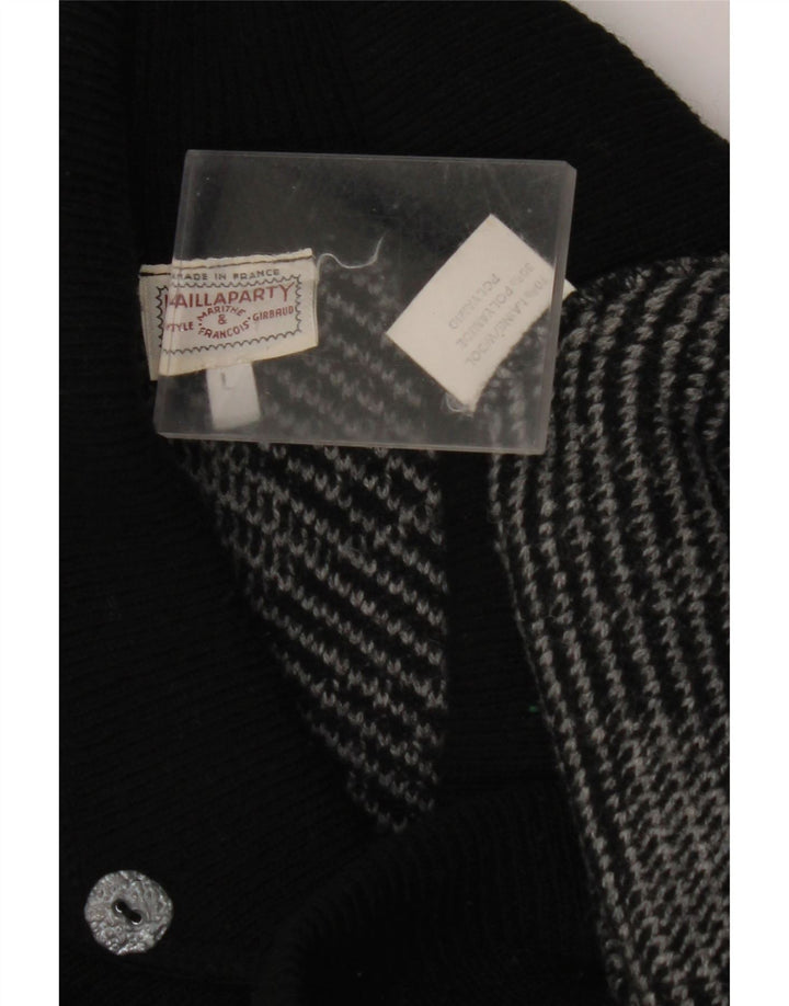 ВИНТАЖНЫЙ женский джемпер с отложным воротником, Великобритания, 16, большой серый с геометрическим узором