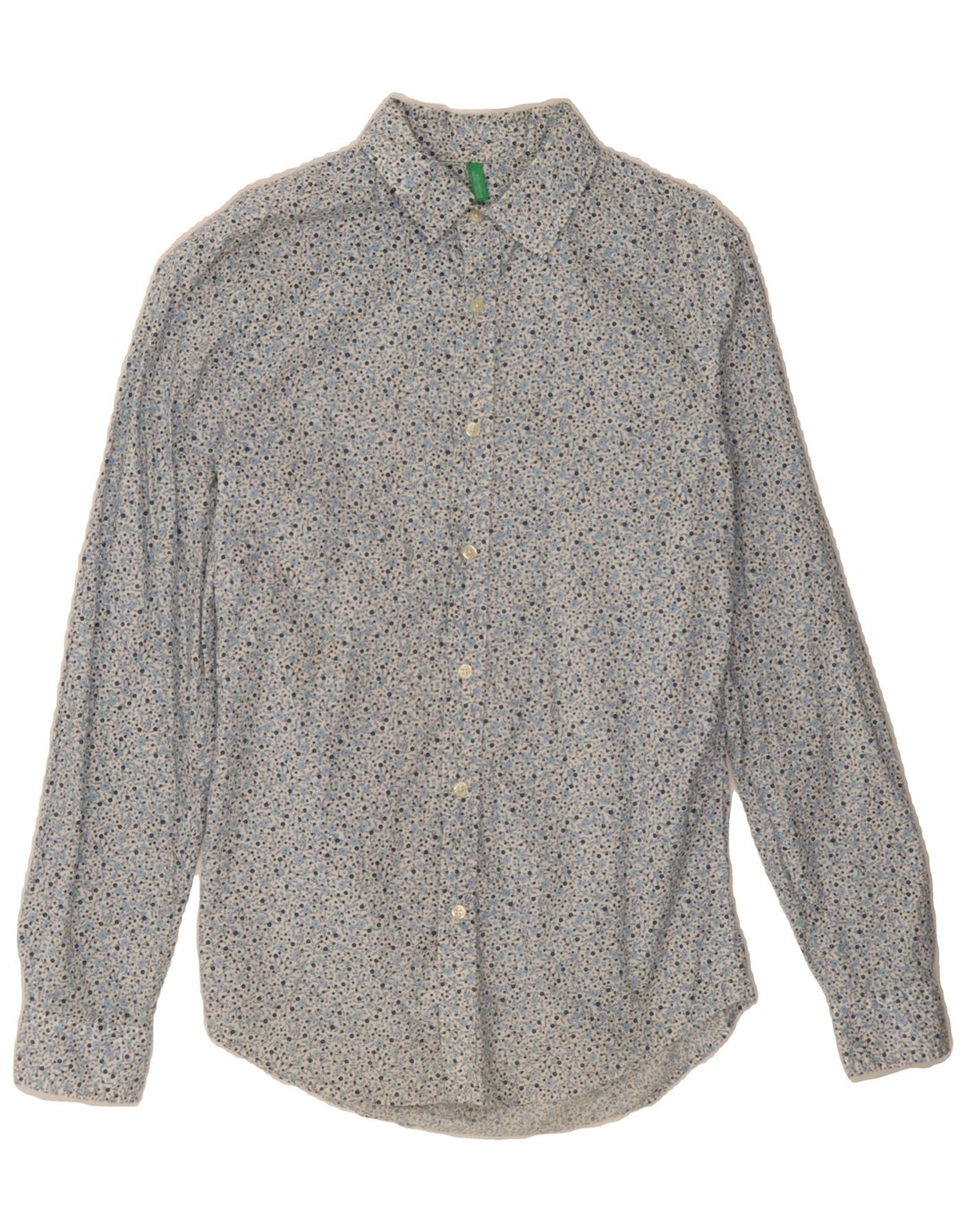 BENETTON Mens Shirt Medium Blue Floral Cotton Vintage Benetton and Second-Hand Benetton from Messina Hembry 