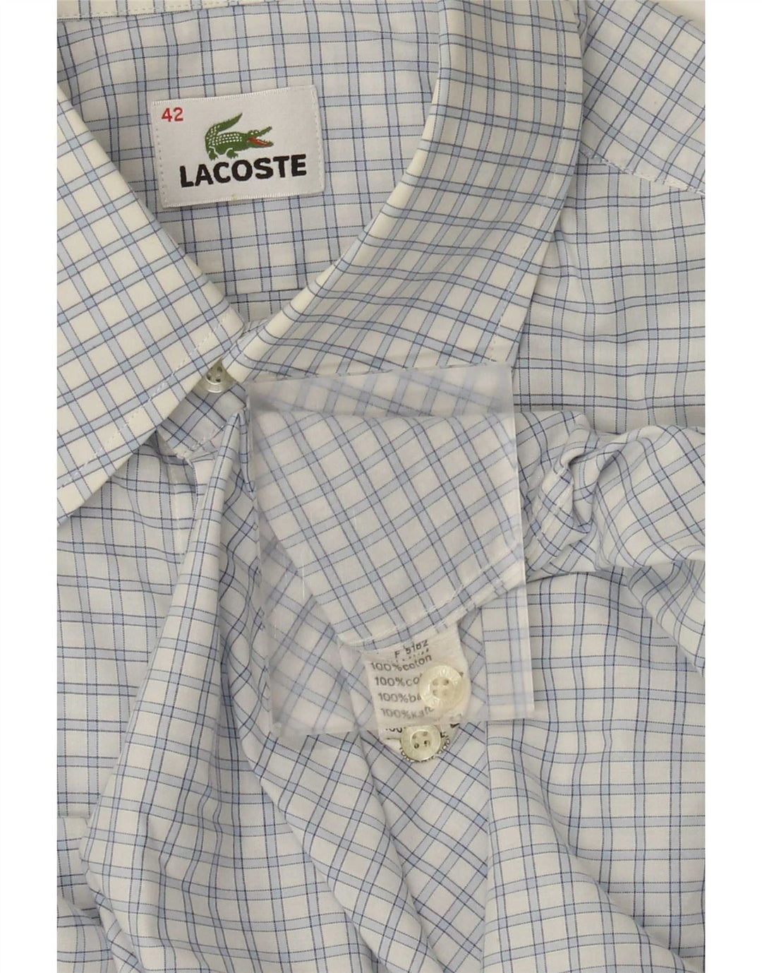 Мужская рубашка Lacoste, размер 42, большая синяя клетка, хлопок