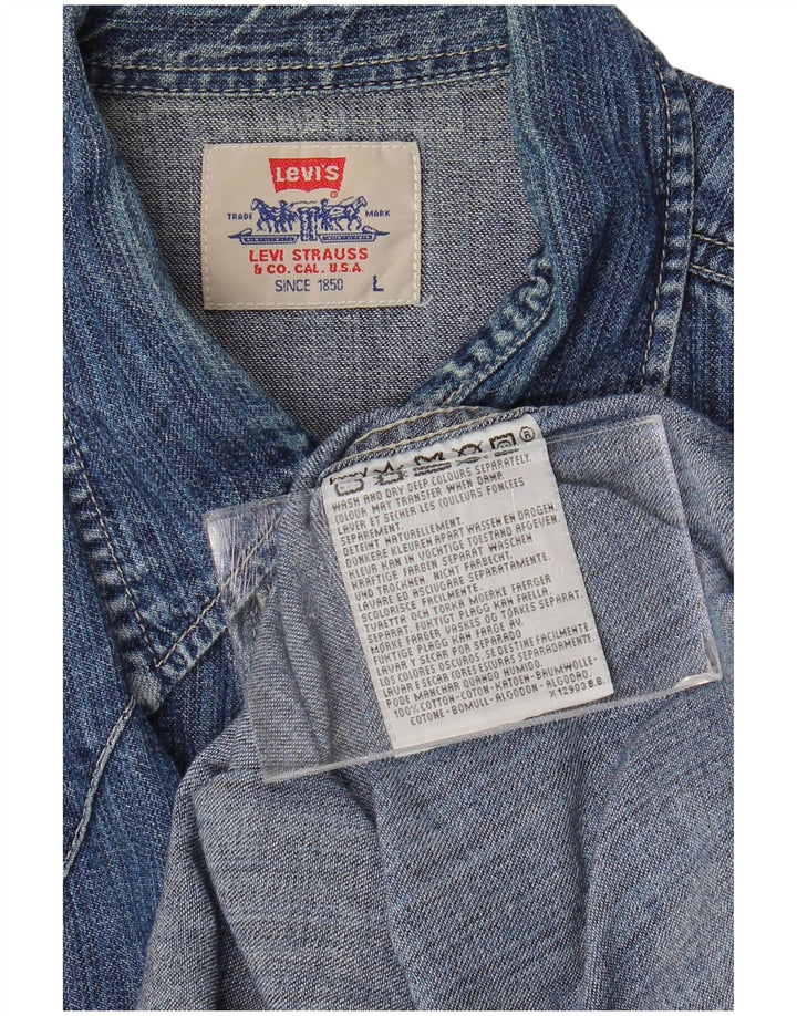 Мужская джинсовая рубашка Levi's, большая синяя хлопковая ткань