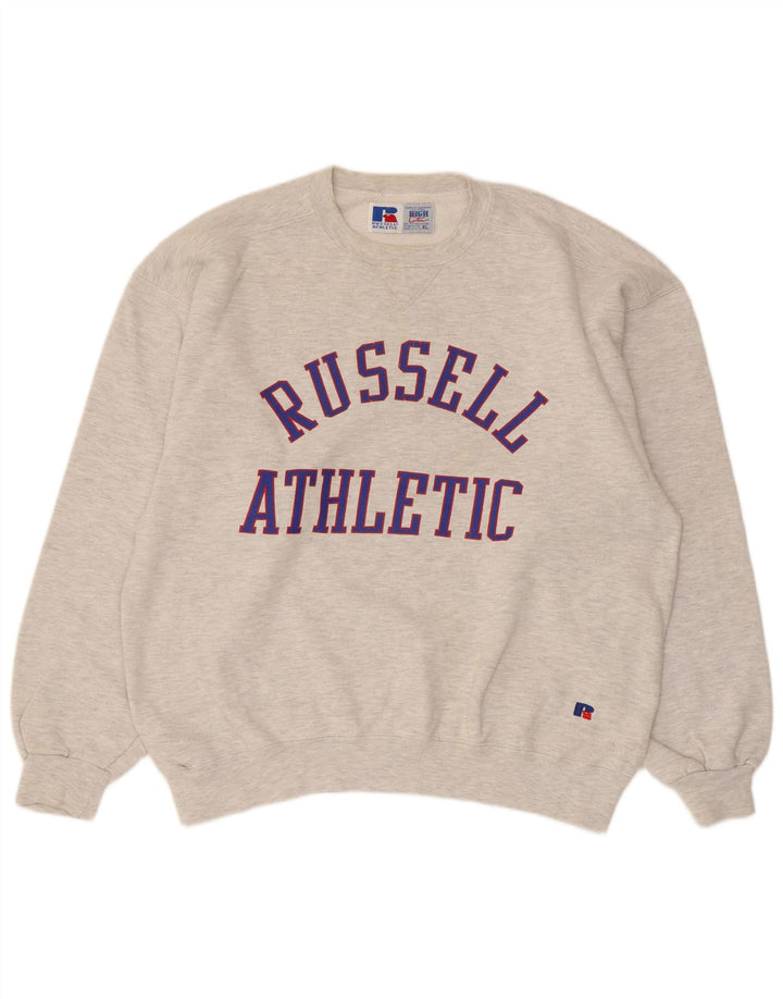 Мужской свитшот с рисунком Russell Athletic, джемпер XL, серый хлопок