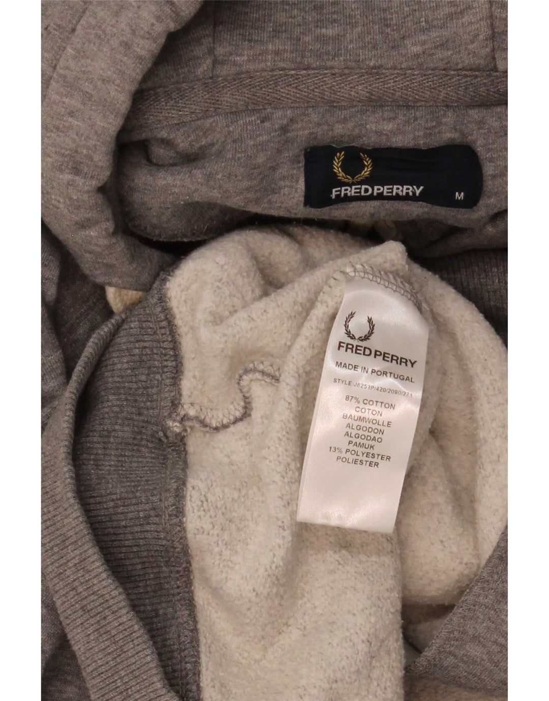 Мужской свитер с капюшоном на молнии Fred Perry, хлопок среднего серого цвета