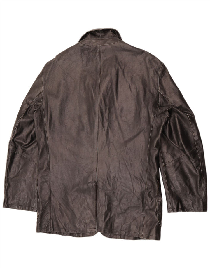 Винтажная женская кожаная куртка UK 18 XL, черная кожа