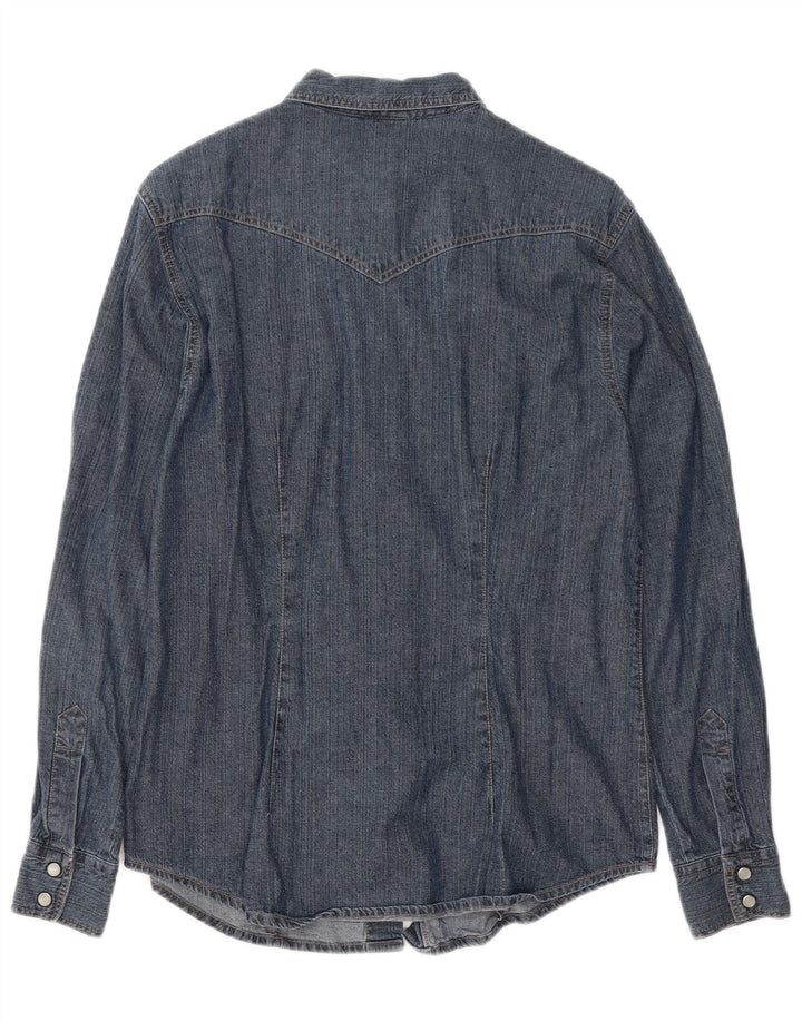 Женская джинсовая рубашка BENETTON UK 14, средний темно-синий хлопок