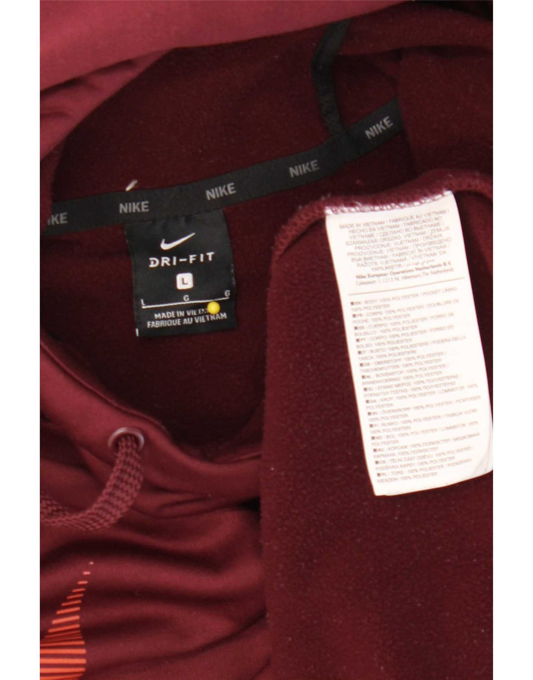Мужской джемпер с капюшоном с графическим рисунком Nike Dri Fit, большой темно-бордовый полиэстер