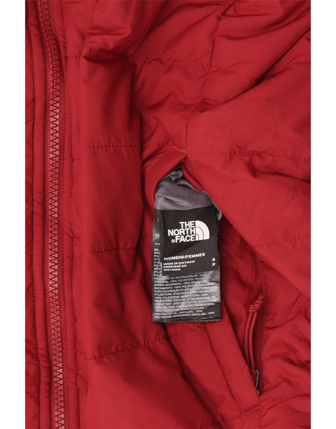 Женская двусторонняя стеганая куртка The North Face UK10, маленький бордовый цвет