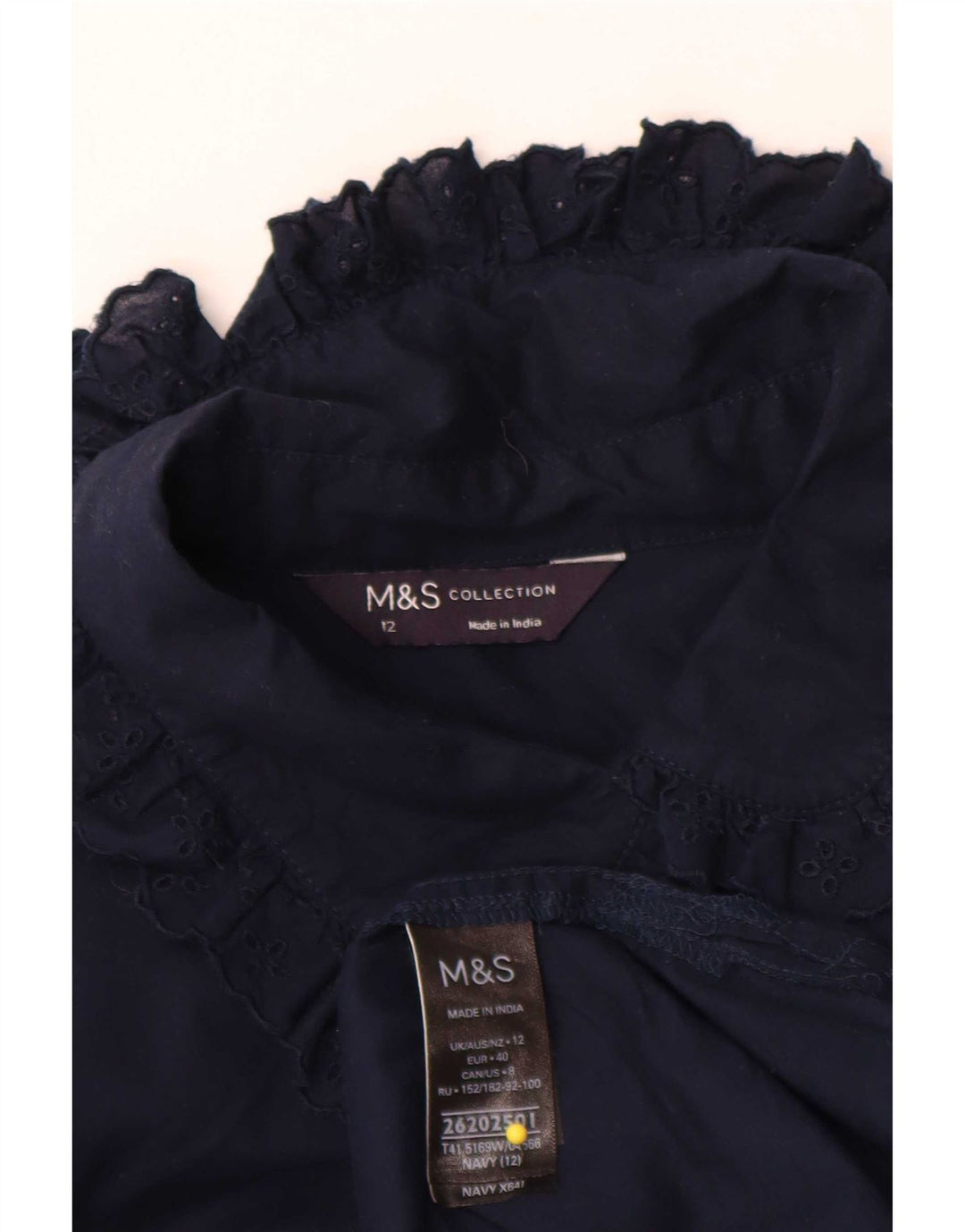 Женская блузка-рубашка Marks & Spencer UK 12, средний темно-синий хлопок