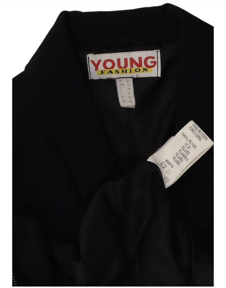 Винтажный женский пиджак UK 10, маленький темно-синий из полиамида