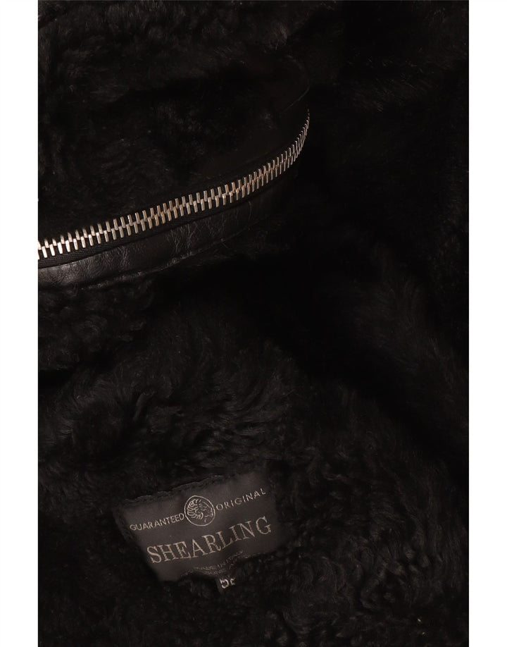 Винтажное мужское пальто из овчины IT 52 XL, черное из овчины