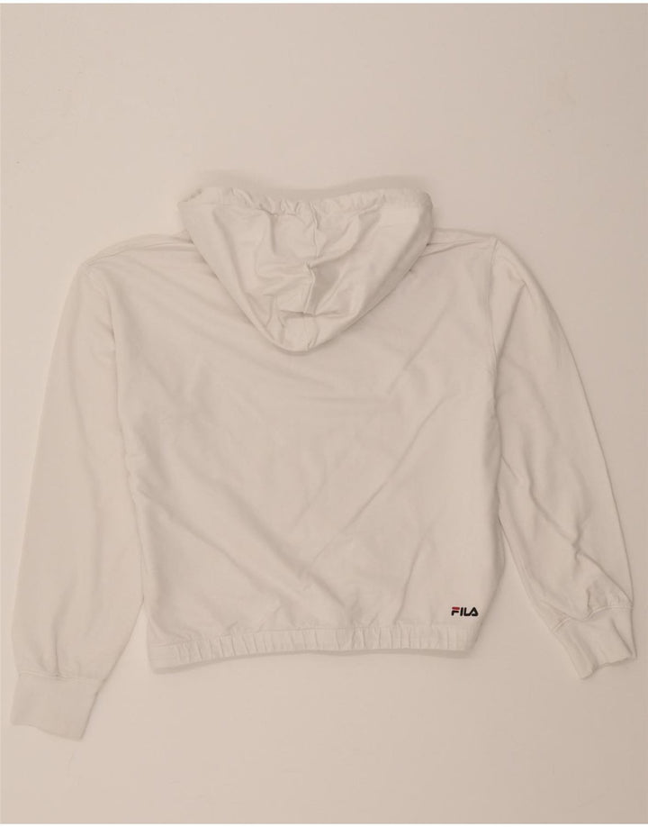 FILA Womens Hoodie Jumper UK 14 Medium White Vintage Fila and Second-Hand Fila from Messina Hembry 