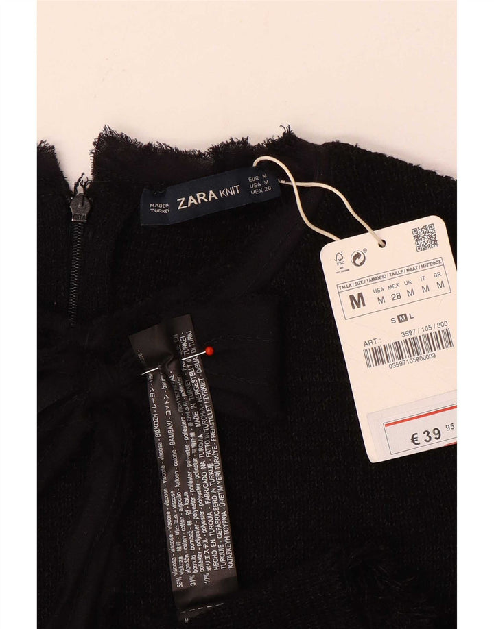 Женское платье русалки Zara с завязкой спереди, Великобритания 12, средний черный, вискоза