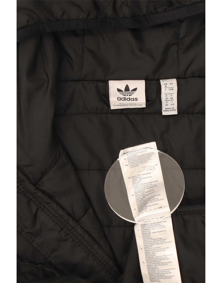 Женская утепленная куртка Adidas с капюшоном UK 8, маленький черный полиэстер