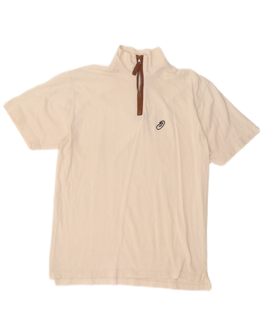 Мужская футболка ASICS с воротником на молнии, большой белый цвет