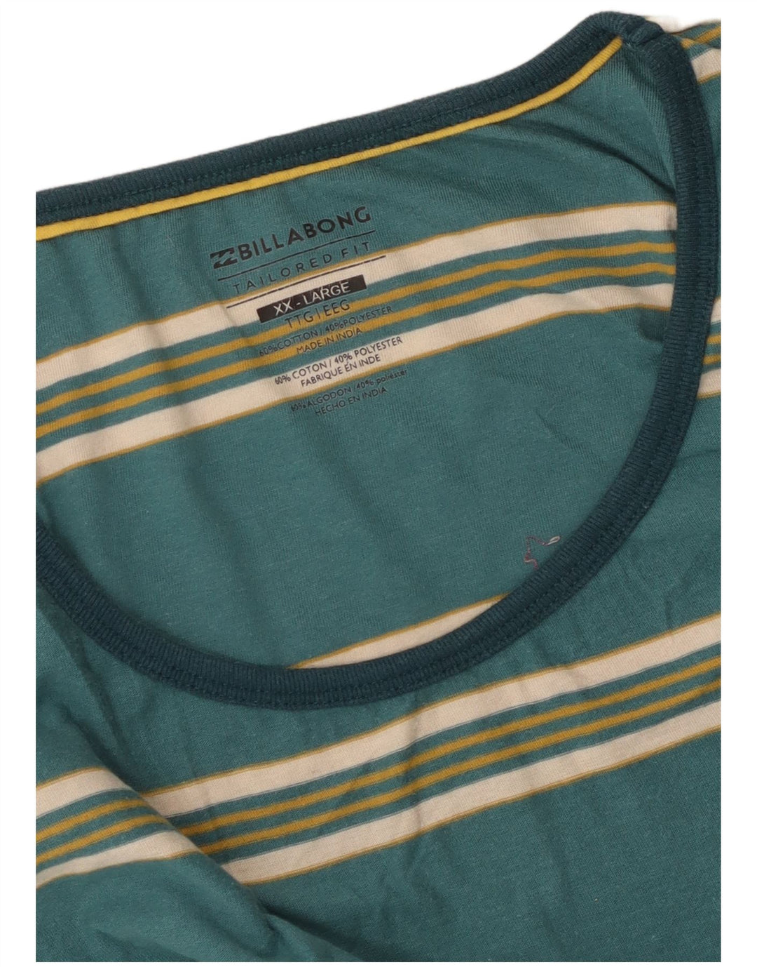 Billabong Мужской жилет индивидуального кроя 2XL из хлопка в зеленую полоску