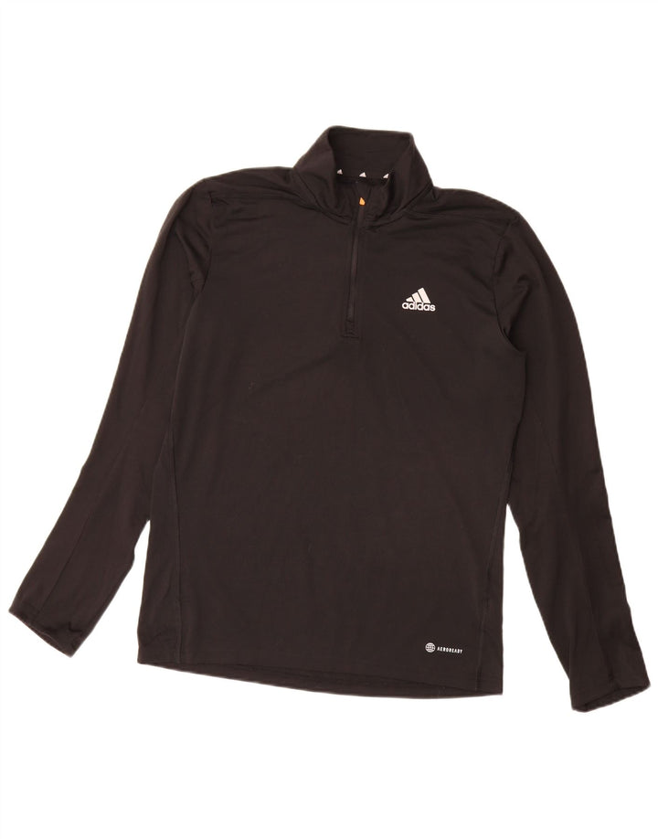 Мужской пуловер с воротником на молнии Adidas Aeroready, маленький черный полиэстер